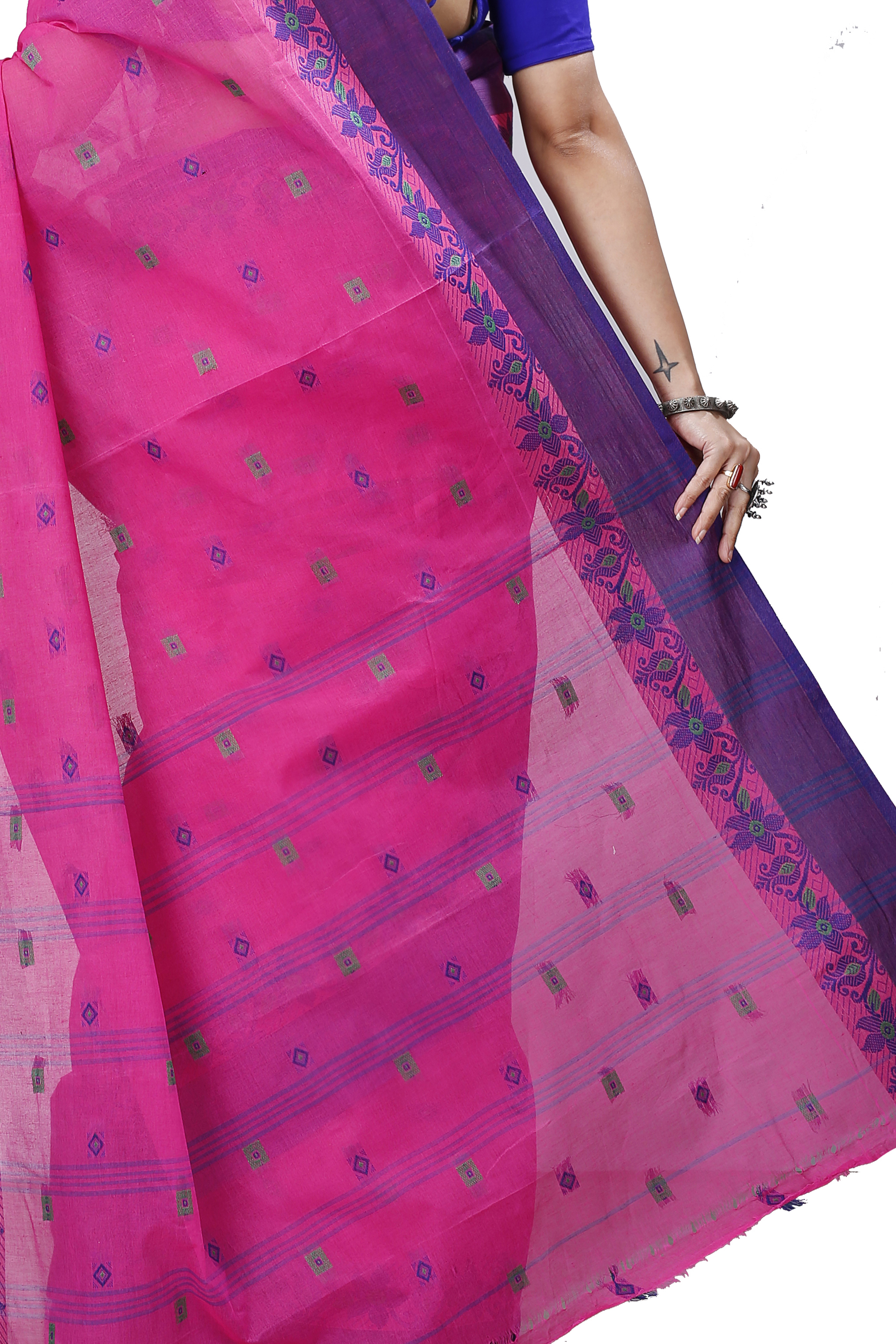 Purple Pure Cotton Ramala Tant Saree (962)